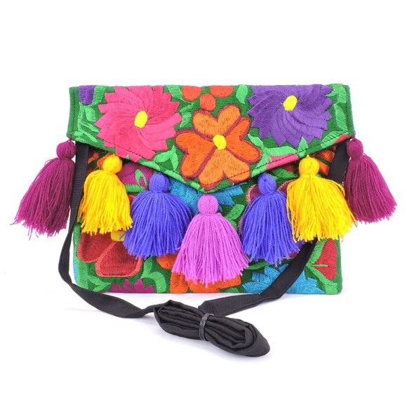 Handmade Boho Crossbody Purse Tassel Embroidered - Picture 4 of 4